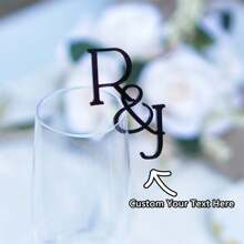Beverage Topper, Acrylic Wedding Beverage Labels, Wedding Beverage Stirrers, Unique Monogram Glass Decorations, Wine/Cocktail Toppers - Multicolor - View 2