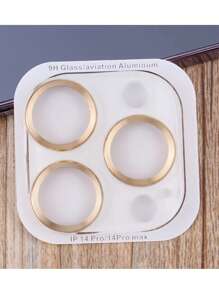 1pc CD Pattern Integrated Mobile Phone Lens Protective Film, Compatible With Apple Mobile Phone Lens Film Gift For Birthday, Family, Friends Lens Protector, Phone Accessories Waterproof Shockproof Anti-Fall Anti-Fall Scratch Resistant Anti-Fingerprint Full Cover - Gold - View 5