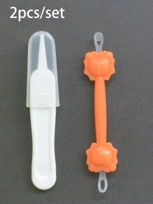 2件套耳夹套装，婴儿吸鼻器，用于清除粘液，新生儿鼻腔清洁镊子，婴儿鼻腔清洁器和耳垢清除工具。婴儿护理小工具。新生儿、婴幼儿鼻屎夹 - 白色+橙色 - 查看 10
