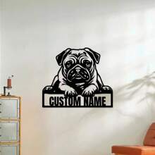 1pc Biển báo nghệ thuật kim loại trang trí họa tiết Pug tùy chỉnh Cửa hàng thú cưng Biển báo trang trí phòng khách Nghệ thuật treo tường - Nhiều màu - Xem 5