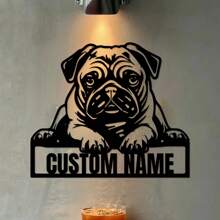 1pc Biển báo nghệ thuật kim loại trang trí họa tiết Pug tùy chỉnh Cửa hàng thú cưng Biển báo trang trí phòng khách Nghệ thuật treo tường - Nhiều màu - Xem 6