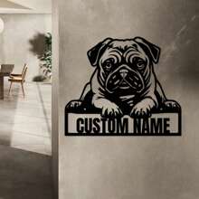 1pc Biển báo nghệ thuật kim loại trang trí họa tiết Pug tùy chỉnh Cửa hàng thú cưng Biển báo trang trí phòng khách Nghệ thuật treo tường - Nhiều màu - Xem 7