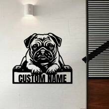1pc Biển báo nghệ thuật kim loại trang trí họa tiết Pug tùy chỉnh Cửa hàng thú cưng Biển báo trang trí phòng khách Nghệ thuật treo tường - Nhiều màu - Xem 4