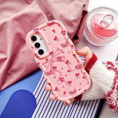 1 pieza Funda de gel de color mate a prueba de golpes con diseño de flor y lazo creativo, diseño de flor y mariposa de dibujos animados suaves y pastel, compatible con Samsung A05/S/A06/A13/A04S/A15/A16/A20/A30/A24/A25/A35/A14/A34/A54/A52/A53/S21FE/S22/S23/S24/PLUS/ULTRA, compatible con Redmi A1/A2/C50/C51/X3/PRO/NFC/X6/NOTE9/MAX, resistente al agua y a los arañazos