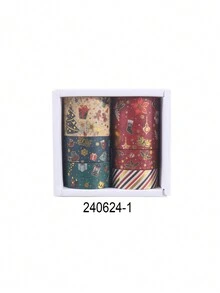 6 卷/盒，复古圣诞和纸胶带套装 - 独特的烫金圣诞图案贴纸卷，用于剪贴簿装饰学生文具装饰胶带礼品包装装饰必需品 - 纸质材料，易于使用 - 彩色 - 查看 13