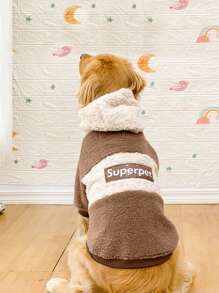 1 件厚羊毛连帽运动衫外套，保暖防风，适合中型/大型犬，秋冬季