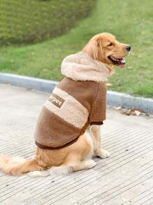 1 件厚羊毛连帽运动衫外套，保暖防风，适合中型/大型犬，秋冬季