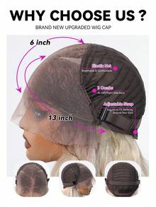 13x6 HD Glueless Lace Front Wigs Ombre Blonde Long Body Wave Synthetic Lace Wig For Women,Wear And Go Wig Wig With Pre Plucked Natrural Hairline And Baby Hair 26 Inch - Tóc vàng ombre - Xem 2