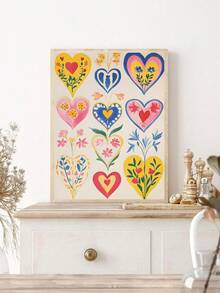 1 张无框帆布海报，复古艺术，彩色幸运台球，心形，花朵，喜悦，爱心字体，条纹背景复古艺术油画海报，卧室，客厅，餐厅，厨房，书房，走廊，咖啡厅，餐厅，宿舍房间装饰，送给朋友的理想礼物，壁画，墙壁装饰，家居装饰，房间装饰帆布画 - 彩色 - 查看 6