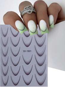 4 piezas de calcomanías de arte de uñas con líneas francesas de degradado mixto, rayas rosa, marrón y negras, diseño elegante, adecuado para la decoración de uñas de otoño/invierno - Multicolor - Ver 3