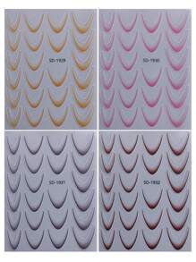 4 piezas de calcomanías de arte de uñas con líneas francesas de degradado mixto, rayas rosa, marrón y negras, diseño elegante, adecuado para la decoración de uñas de otoño/invierno - Multicolor - Ver 6