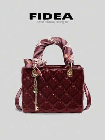 Quilted PU Rhombus Pattern Mini Handbag, Casual Versatile Women Shoulder/Crossbody Bag, Elegant Mommy Bag Valentines