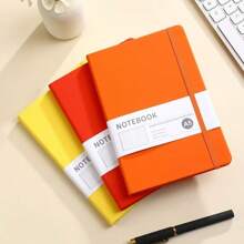 A5 Faux Leather Binding Business Notebook, Hard Cover Journal With Elastic Band Back To School