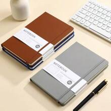 A5 Faux Leather Binding Business Notebook, Hard Cover Journal With Elastic Band Back To School