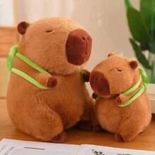 1 件水豚毛绒动物玩具，可爱的水豚毛绒玩具，配有可拆卸的乌龟背包，柔软的枕头毛绒玩具，适合睡觉，男孩和女孩的独特生日礼物，家居装饰 - 棕色 - 查看 5