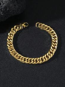 Pulsera negra con forma de arma y cadena metálica, accesorio de verano simple y cool - Amarillo Oro - Ver 3