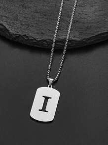 1 pièce Collier en acier de titane avec 26 lettres anglaises pour hommes et femmes, étudiants et couples, design minimaliste, polyvalent, collier de bénédiction initiale, convient pour un port quotidien, fête, Noël, Saint-Valentin, cadeau - Argent - Voir 25