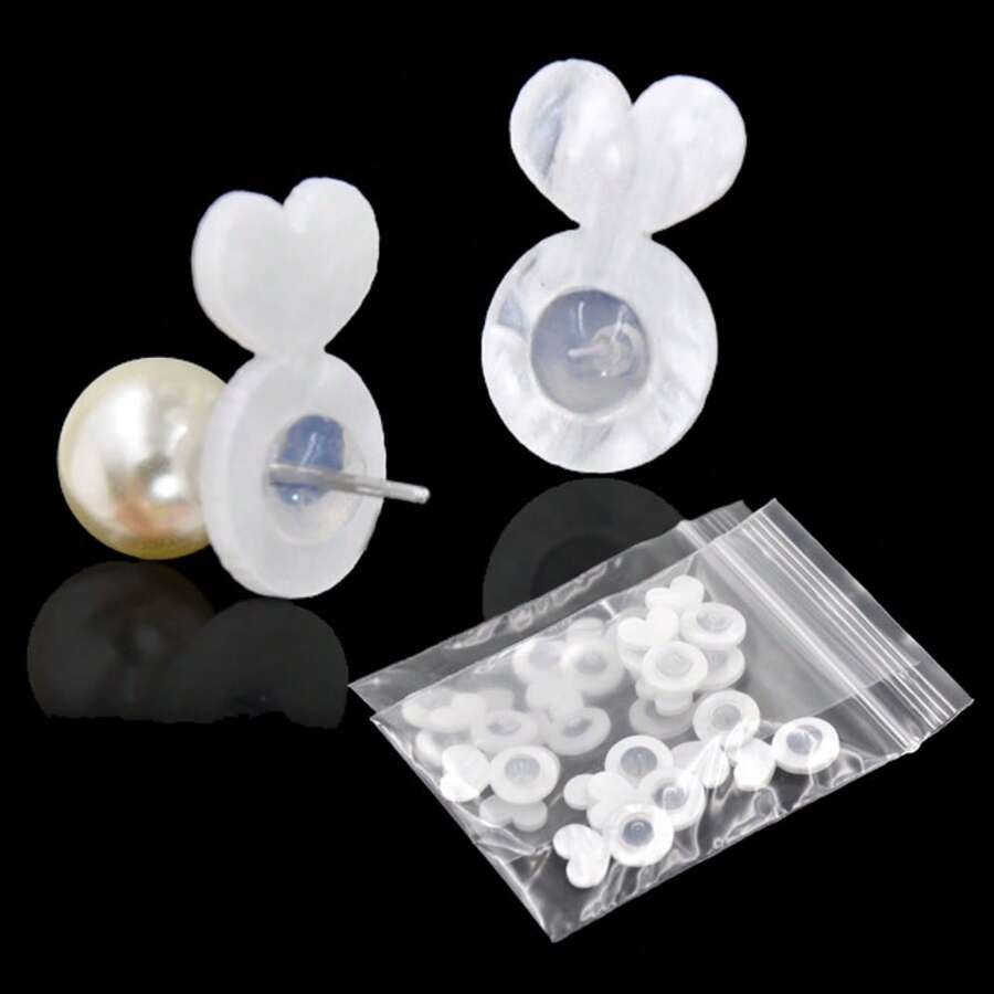 10/30/50pcs Heart Silicone Earring Backs For Heavy Earrings,Invisible Lift Support Pads For Droop-Free Ear Lobe,Secure Earring Lifters For Studs & Danglers