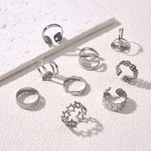 2-3 件不锈钢时尚戒指，送给女朋友的完美礼物，适合日常装扮、婚礼派对 - 彩色 - 查看 2