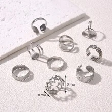 2-3 件不锈钢时尚戒指，送给女朋友的完美礼物，适合日常装扮、婚礼派对 - 彩色 - 查看 4