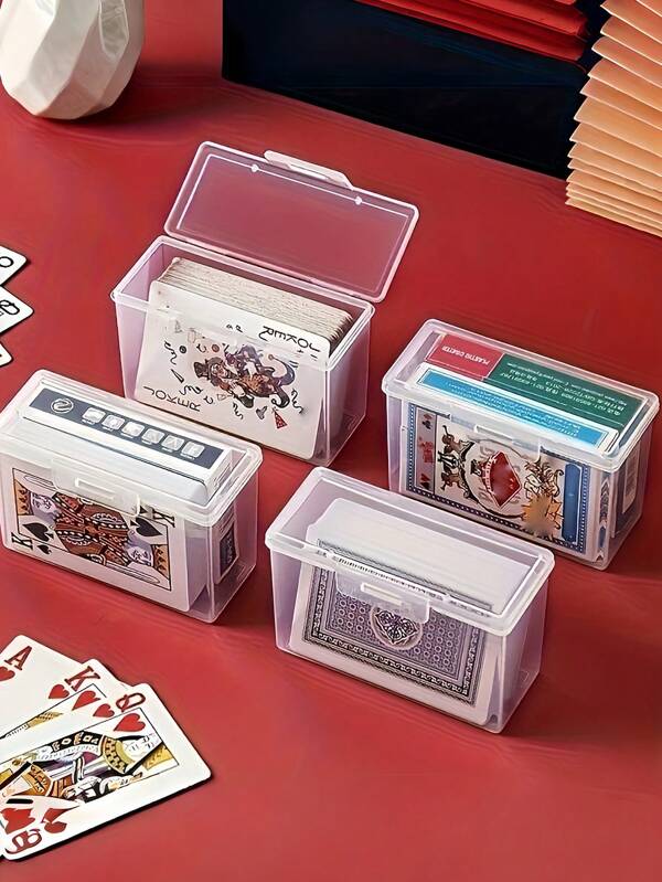1 pieza Caja transparente para cartas de juego, caja de almacenamiento para 2 barajas de cartas (cartas no incluidas), regalo de Navidad, Halloween, Acción de Gracias