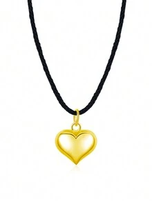 MODIAN 925 纯银时尚简约镜面心形毛衣长款吊坠项链女士日常精美珠宝礼物 - 金色 - 查看 8