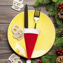 10/20 chiếc Giá đựng dao kéo Giáng sinh, Mũ ông già Noel Giáng sinh Giá đựng đồ bạc Túi đựng dao kéo mini cho bàn ăn Giáng sinh Đồ trang trí đồ ăn bỏ túi Đồ dùng phẳng cho dao Nĩa Thìa, Mũ trang trí rượu vang đỏ, Quà tặng Giáng sinh tốt nhất Trang trí phòng sinh nhật Đồ trang trí Giáng sinh Mùa đông - Đỏ và trắng - Xem 7