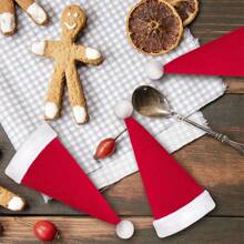 10/20 chiếc Giá đựng dao kéo Giáng sinh, Mũ ông già Noel Giáng sinh Giá đựng đồ bạc Túi đựng dao kéo mini cho bàn ăn Giáng sinh Đồ trang trí đồ ăn bỏ túi Đồ dùng phẳng cho dao Nĩa Thìa, Mũ trang trí rượu vang đỏ, Quà tặng Giáng sinh tốt nhất Trang trí phòng sinh nhật Đồ trang trí Giáng sinh Mùa đông - Đỏ và trắng - Xem 10