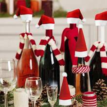 10/20 chiếc Giá đựng dao kéo Giáng sinh, Mũ ông già Noel Giáng sinh Giá đựng đồ bạc Túi đựng dao kéo mini cho bàn ăn Giáng sinh Đồ trang trí đồ ăn bỏ túi Đồ dùng phẳng cho dao Nĩa Thìa, Mũ trang trí rượu vang đỏ, Quà tặng Giáng sinh tốt nhất Trang trí phòng sinh nhật Đồ trang trí Giáng sinh Mùa đông - Đỏ và trắng - Xem 8