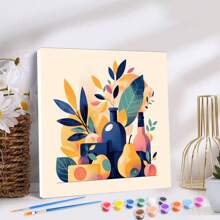 1/2/4幅装裱DIY数字油画卡通花卉图案，易于在画布上绘制，数字绘画DIY工艺品墙画，20x20厘米/7.87x7.87英寸