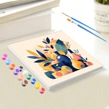 1/2/4幅装裱DIY数字油画卡通花卉图案，易于在画布上绘制，数字绘画DIY工艺品墙画，20x20厘米/7.87x7.87英寸