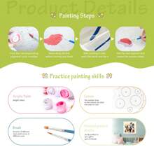 1/2/4幅装裱DIY数字油画卡通花卉图案，易于在画布上绘制，数字绘画DIY工艺品墙画，20x20厘米/7.87x7.87英寸