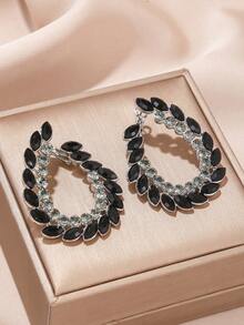 1 Cặp bông tai hình giọt nước bằng đá Rhinestone rỗng thời trang và quý phái, đồ trang trí đầy màu sắc và thanh lịch, quà tặng thích hợp cho phụ nữ - Nhiều màu - Xem 2