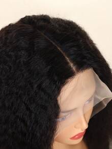 13x6 透明蕾丝前部假发 人发水波蕾丝前部假发 人发预拔 180% 密度湿发和波浪人发假发 适合婴儿头发自然色女性 - 黑色 - 查看 4