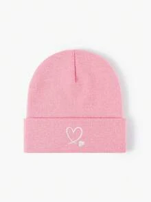 1顶刺绣爱心针织可调节遮阳帽，男士休闲户外旅行沙滩帽，Y2K风格男女冬季服装 - 針織帽 - 查看 3