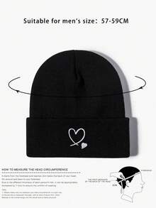 1顶刺绣爱心针织可调节遮阳帽，男士休闲户外旅行沙滩帽，Y2K风格男女冬季服装 - 針織帽 - 查看 7