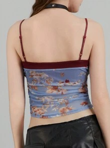 Women Crop Camisole Summer Ruched Spaghetti Strap Tank Tops Sleeveless T-Shirt For Streetwear Clubwear - Blue - View 2