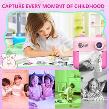 儿童快照相机，适合 6-12 岁男孩和女孩的生日礼物，即时照片打印，高清幼儿数码相机便携式玩具，5 种滑动游戏，享受娱乐时光，捕捉童年的每一个瞬间，高清视频录制，适合 6 7 8 9 10 岁男孩和女孩的便携式幼儿玩具 - 彩色 - 查看 5