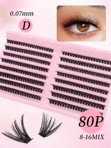 320 件高容量睫毛，D 形卷曲蓬松簇睫毛 - 黑色 - 查看 1
