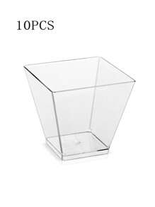10 件方形迷你甜点杯，透明塑料冻糕开胃菜杯，用于品尝派对甜点开胃菜， - 彩色 - 查看 10