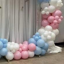 129 件粉色和蓝色气球套装，包括浅粉色、白色和浅蓝色乳胶气球，适用于性别揭晓、生日、迎婴派对、新娘派对、婚礼、派对装饰 - 彩色 - 查看 4