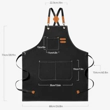 Delantales de Cocina, Delantales de Chef con Correa Ajustable, Mandil Parrillero,Delantal para barbacoa, delantal impermeable para cocina, delantal de mezclilla, delantal con ribete y bolsillo deslizante para barbacoa, camarero, barbería,Delantal de Cocina con Bolsillos para Mujeres Hombres, chef mandil de Bartender, Adecuado para Restaurante,Hogar,Barbacoa,Jardinería - Negro - Ver 2