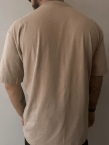 Men's Oversized Casual Minimalist Shirt - 米色 - 查看 2