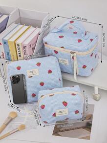 1 pieza Bolsa de cosméticos de viaje acolchada con diseño de fresa, bolsa de cosméticos de viaje multifuncional de gran capacidad, bolsa de cosméticos, bolsa de maquillaje, bolsa de cuidado de la piel, gran capacidad para viajes, bolsa de cosméticos, bolsa de maquillaje, bolsa de cuidado de la piel, bolsa de aseo, cubos de embalaje, accesorios de viaje, accesorios de crucero, accesorios de dormitorio, regalos para damas de honor, regalos para mamá, regalos de cumpleaños, regalos para amigos y maestros, decoración del hogar, regalo perfecto para el nuevo semestre, útiles escolares de vuelta al colegio