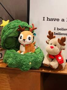 圣诞老人与驯鹿毛绒玩偶公仔 送给朋友的圣诞礼物 - 彩色 - 查看 7