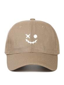 男女通用街头风格趣味笑脸图案印花棒球帽，可调节户外遮阳帽，休闲运动帽，适合日常通勤 - 彩色 - 查看 9