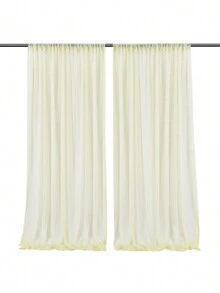 1 件 1.5x2.15M 奶油色婚礼欧根纱薄纱横幅，水晶透明面料纱布窗帘婚礼生日派对背景装饰乡村宴会活动照片背景装饰 - 米黃色 - 查看 5