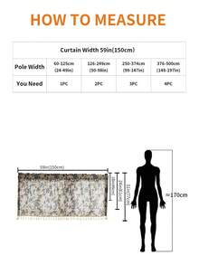 LOSPRING 蓝色花卉藤蔓印花亚麻质感窗帘，流苏边半透明厨房半帘 - M-03LT - 查看 6