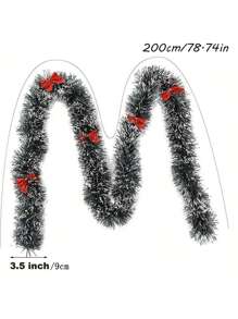 1 件 2 米绿色和白色边缘圣诞雪花装饰针织条，圣诞丝带流苏装饰，圣诞节 - 紅色 - 查看 11