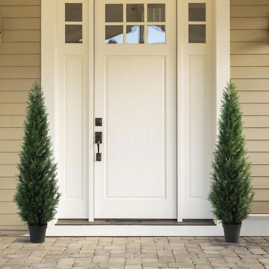 CROSOFMI Artificial Outdoor Plants. 95 Cm Fake Cedar Tree. Large Faux